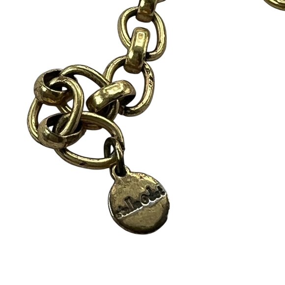 STELLA & DOT Melia Blue Petal Orange Necklace Rhinestone Gold Chain Link Bib - Picture 6 of 7